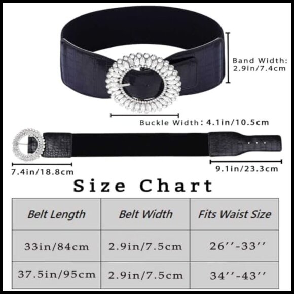 Rhinestone Wide Elastic Belt Stretchy Waistband Sparkle Cinch for Dresses